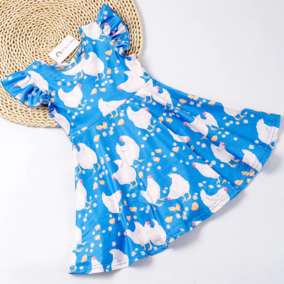 Cheerful Chicken Twirl Dress-Dress-Okie and Lou-Stella Violet Boutique in Arvada, Colorado