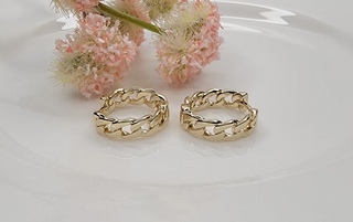 Chain Style Huggie Hoop-Earrings-Betty Oh-Stella Violet Boutique in Arvada, Colorado