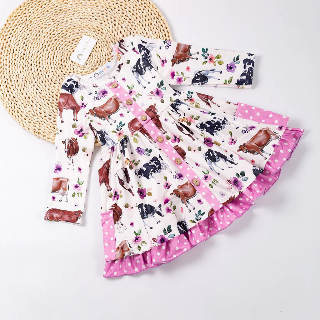 Playful Cow Pals Dress 6/6X
