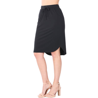 Self-Tie Tulip Hem Skirt-Knee-Length Skirts-Zenana-Stella Violet Boutique in Arvada, Colorado