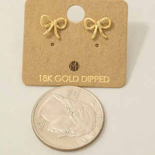 Wire Ribbon Bow Stud Earrings-Earrings-Fame Accessories-Stella Violet Boutique in Arvada, Colorado