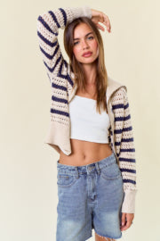 Pointelle Open Knit Sweater Jacket-Top-Doe & Rae-Stella Violet Boutique in Arvada, Colorado