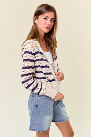 Pointelle Open Knit Sweater Jacket-Top-Doe & Rae-Stella Violet Boutique in Arvada, Colorado