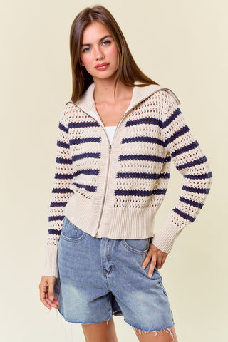 Pointelle Open Knit Sweater Jacket-Top-Doe & Rae-Stella Violet Boutique in Arvada, Colorado