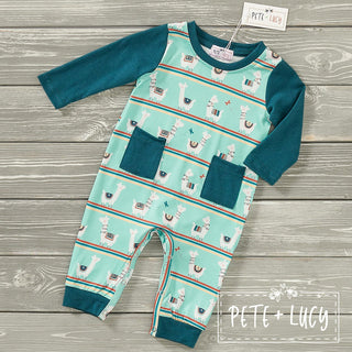 Happy Llamas Romper-Romper-Pete & Lucy-Stella Violet Boutique in Arvada, Colorado