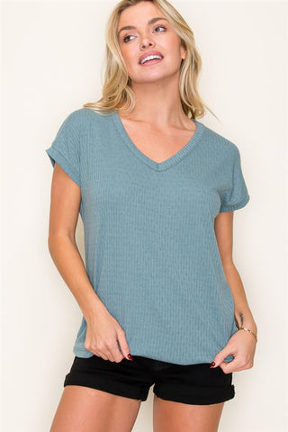 V-Neck Pointelle Tee