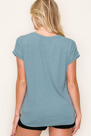 V-Neck Pointelle Tee