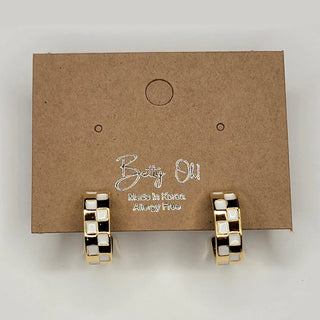Checkered Mini Hoop Earrings-Earrings-Betty Oh-Stella Violet Boutique in Arvada, Colorado