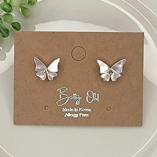 Mini Mother of Pearl Butterfly Stud Earrings-Earrings-Betty Oh-Stella Violet Boutique in Arvada, Colorado