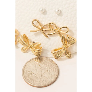 Bow and Pearl Earrings Set-Earrings-Fame Accessories-Stella Violet Boutique in Arvada, Colorado