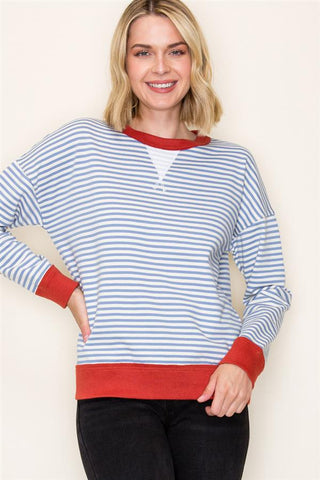 Coastal Stripe Pullover-Shirts & Tops-Blu Pepper-Stella Violet Boutique in Arvada, Colorado