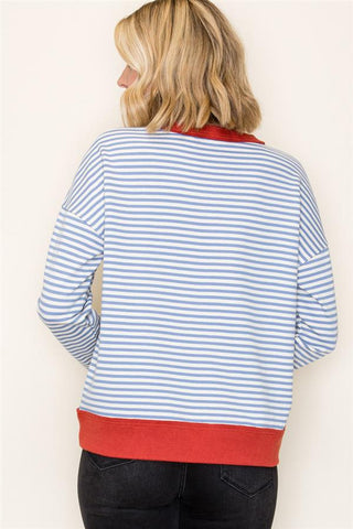 Coastal Stripe Pullover-Shirts & Tops-Blu Pepper-Stella Violet Boutique in Arvada, Colorado