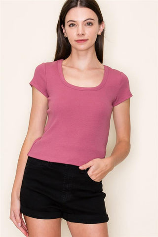 Baby Ribbed Basic Tee-Shirts & Tops-Staccato-Stella Violet Boutique in Arvada, Colorado