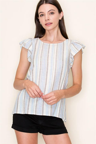 Ruffle Short Sleeve Blouse-Shirts & Tops-Staccato-Stella Violet Boutique in Arvada, Colorado