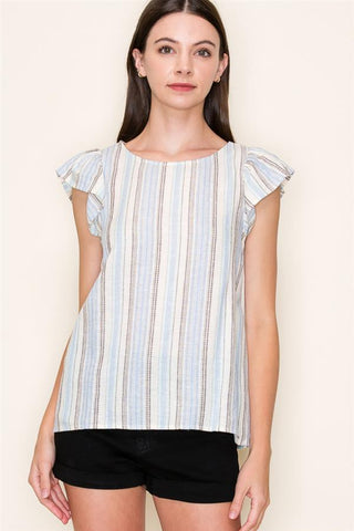 Ruffle Short Sleeve Blouse-Shirts & Tops-Staccato-Stella Violet Boutique in Arvada, Colorado