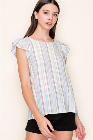 Ruffle Short Sleeve Blouse-Shirts & Tops-Staccato-Stella Violet Boutique in Arvada, Colorado