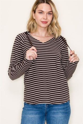 Striped Brushed Hoodie-Shirts & Tops-Staccato-Stella Violet Boutique in Arvada, Colorado