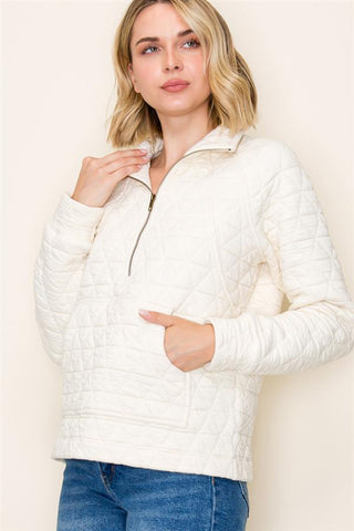 Quilted Comfort Half-Zip Pullover-Shirts & Tops-Staccato-Stella Violet Boutique in Arvada, Colorado