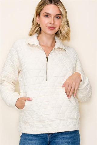 Quilted Comfort Half-Zip Pullover-Shirts & Tops-Staccato-Stella Violet Boutique in Arvada, Colorado