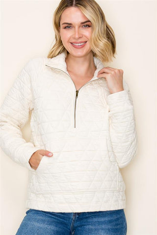 Quilted Comfort Half-Zip Pullover-Shirts & Tops-Staccato-Stella Violet Boutique in Arvada, Colorado