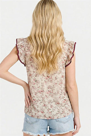Blush Garden Flutter Top-Blouses-Staccato-Stella Violet Boutique in Arvada, Colorado