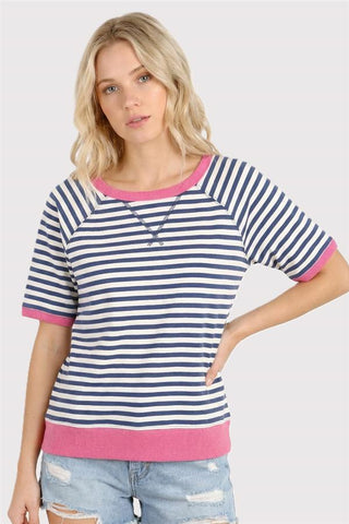 Slate Stripe Contrast Knit Top-Dress-Staccato-Stella Violet Boutique in Arvada, Colorado