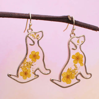 Floral Friend Gold Dog Dried Flower Earrings-Earrings-Zad-Stella Violet Boutique in Arvada, Colorado