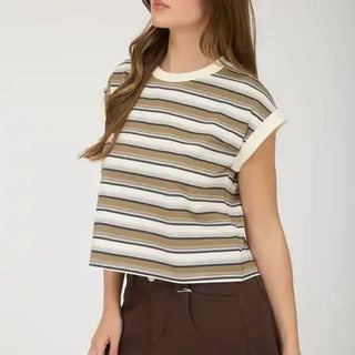 Vintage Stripe Crewneck Sleeveless Knit Top-Shirts & Tops-Blu Pepper-Stella Violet Boutique in Arvada, Colorado