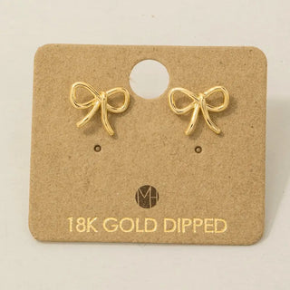 Wire Ribbon Bow Stud Earrings-Earrings-Fame Accessories-Stella Violet Boutique in Arvada, Colorado