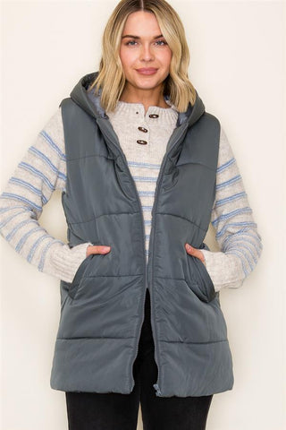 Hooded Tunic Puffer Vest-Shirts & Tops-Staccato-Stella Violet Boutique in Arvada, Colorado