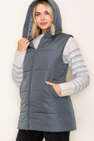 Hooded Tunic Puffer Vest-Shirts & Tops-Staccato-Stella Violet Boutique in Arvada, Colorado