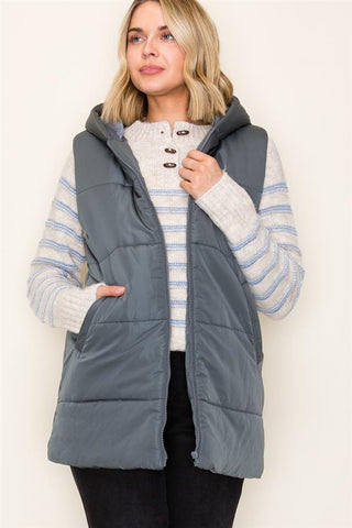 Hooded Tunic Puffer Vest-Shirts & Tops-Staccato-Stella Violet Boutique in Arvada, Colorado
