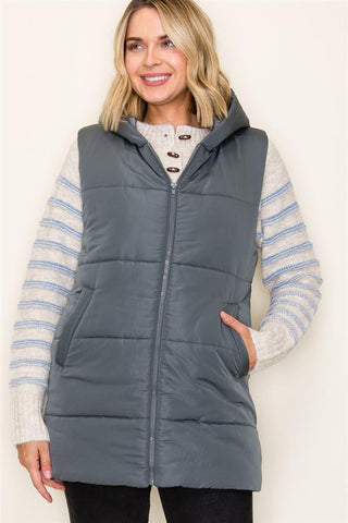 Hooded Tunic Puffer Vest-Shirts & Tops-Staccato-Stella Violet Boutique in Arvada, Colorado
