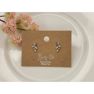 Delicate Leaf CZ Post Earrings-Earrings-Betty Oh-Stella Violet Boutique in Arvada, Colorado