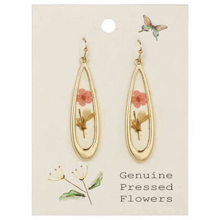Pink Dried Flower Long Teardrop Earrings-Earrings-Zad-Stella Violet Boutique in Arvada, Colorado