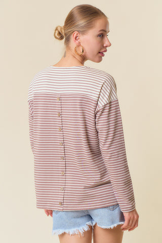 Striped Knit Top with Back Placket-Top-Doe & Rae-Stella Violet Boutique in Arvada, Colorado