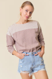 Striped Knit Top with Back Placket-Top-Doe & Rae-Stella Violet Boutique in Arvada, Colorado