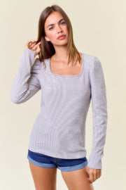 Ribbed Square Neck Tee-Top-Doe & Rae-Stella Violet Boutique in Arvada, Colorado