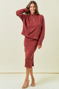 Textured Half Zip Sweatshirt-Top-Doe & Rae-Stella Violet Boutique in Arvada, Colorado