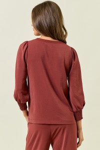 Sienna Satin Puff Sleeve Blouse-Top-Doe & Rae-Stella Violet Boutique in Arvada, Colorado