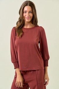 Sienna Satin Puff Sleeve Blouse-Top-Doe & Rae-Stella Violet Boutique in Arvada, Colorado