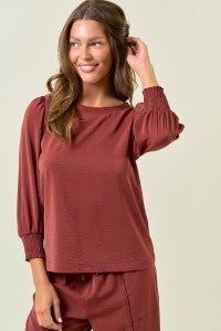 Sienna Satin Puff Sleeve Blouse-Top-Doe & Rae-Stella Violet Boutique in Arvada, Colorado