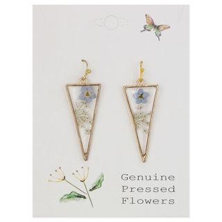 Long Triangle Gold Dried Flower Earrings-Earrings-Zad-Stella Violet Boutique in Arvada, Colorado