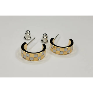Checkered Mini Hoop Earrings-Earrings-Betty Oh-Stella Violet Boutique in Arvada, Colorado