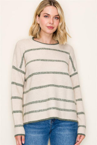 Driftwood Stripe Sweater-Shirts & Tops-Staccato-Stella Violet Boutique in Arvada, Colorado