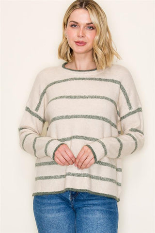 Driftwood Stripe Sweater-Shirts & Tops-Staccato-Stella Violet Boutique in Arvada, Colorado