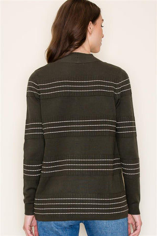 Stitch Striped Open Front Cardigan-Shirts & Tops-Staccato-Stella Violet Boutique in Arvada, Colorado