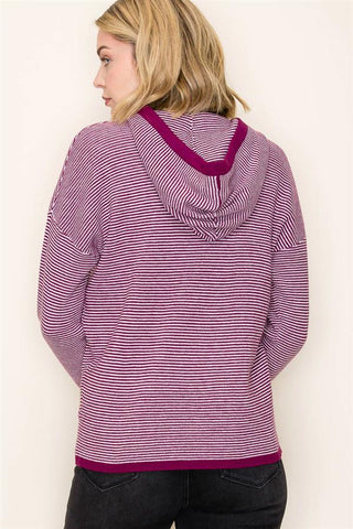 Striped Waffle Hoodie-Shirts & Tops-Staccato-Stella Violet Boutique in Arvada, Colorado