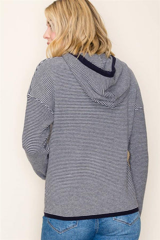 Striped Waffle Hoodie-Shirts & Tops-Staccato-Stella Violet Boutique in Arvada, Colorado