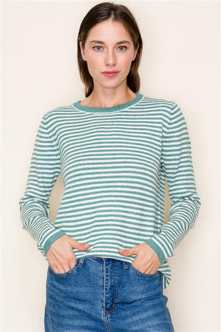 Striped Crewneck Sweater-Shirts & Tops-Staccato-Stella Violet Boutique in Arvada, Colorado